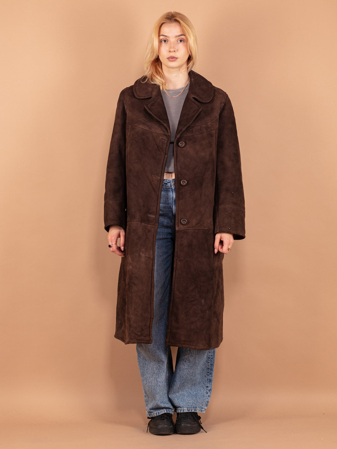 Vintage 70's Women Sheepskin Coat in Brown