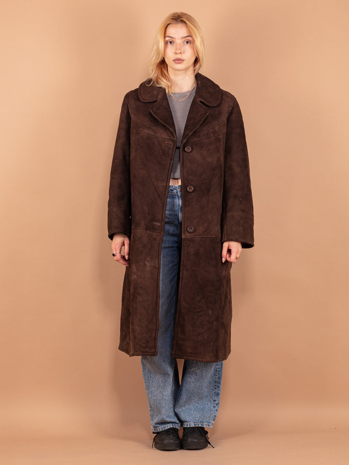 Vintage 70's Women Sheepskin Coat in Brown