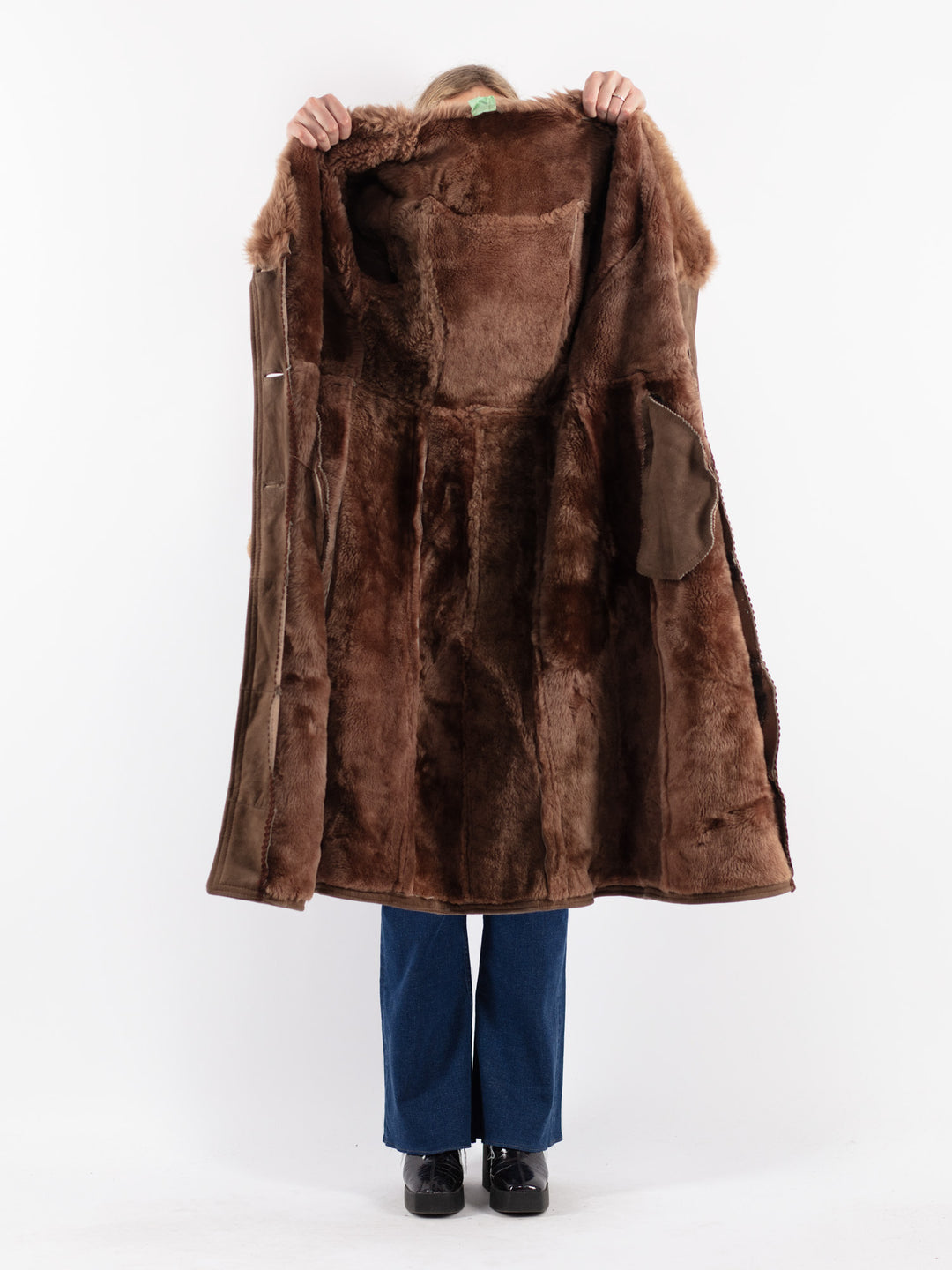 Vintage 70's Women Sheepskin Coat in Beige