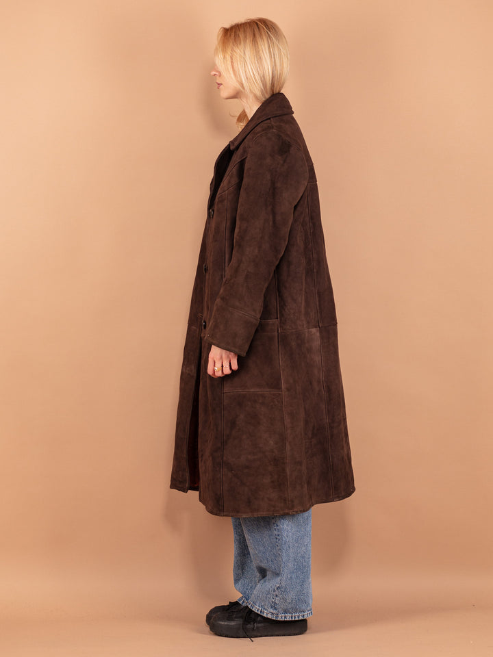 Vintage 70's Women Sheepskin Coat in Brown