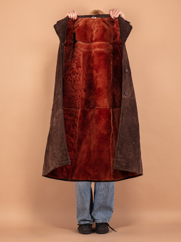 Vintage 70's Women Sheepskin Coat in Brown