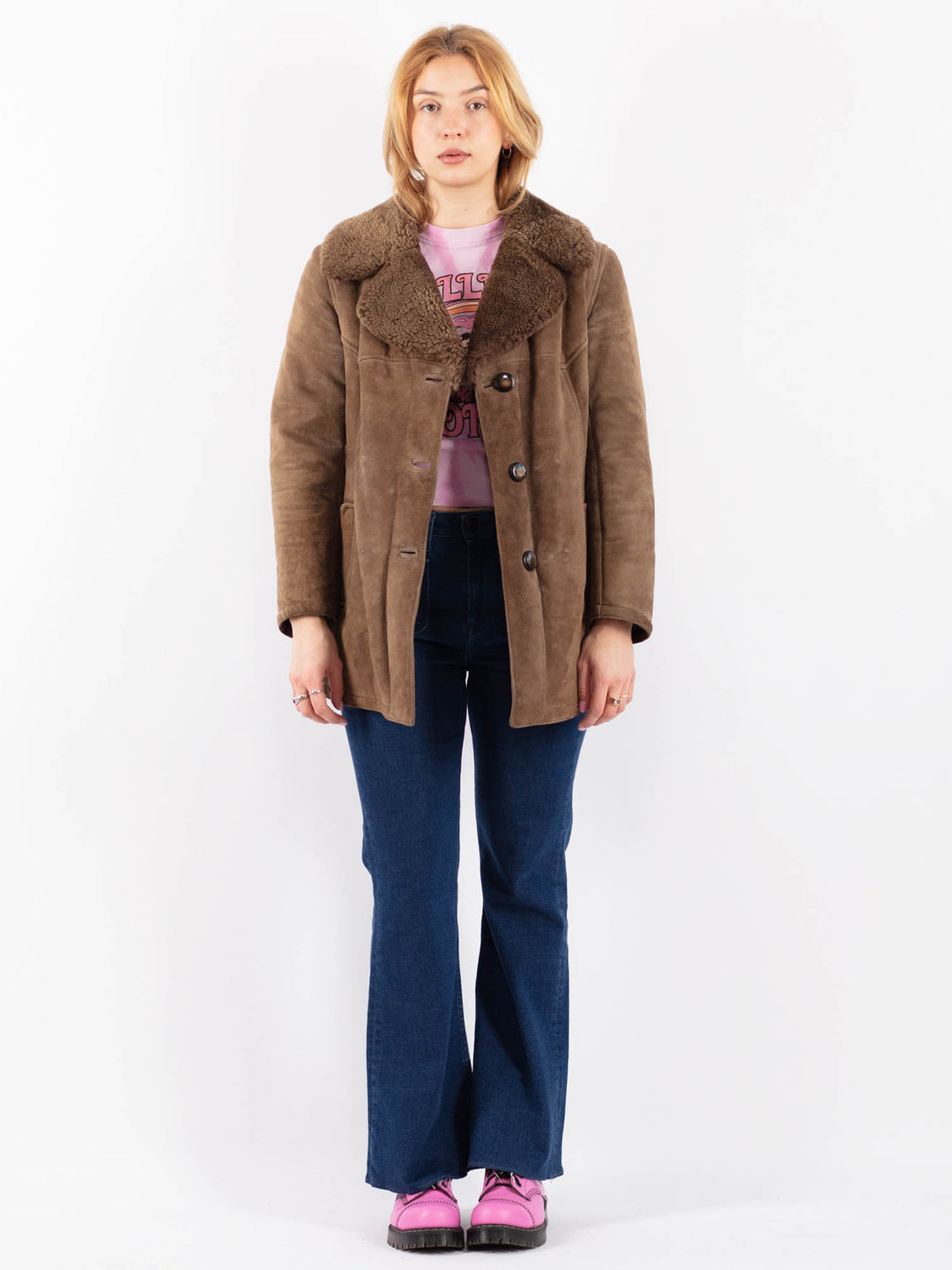 Vintage 70's Women Sheepskin Coat in BrownV9554
