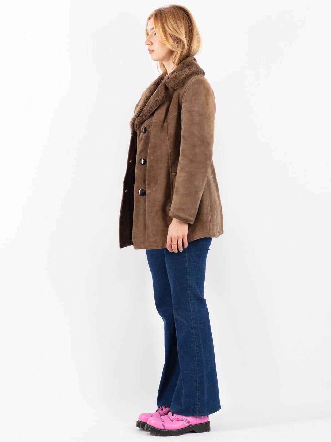 Vintage 70's Women Sheepskin Coat in BrownV9554