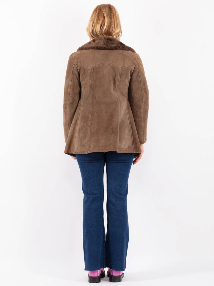 Vintage 70's Women Sheepskin Coat in BrownV9554