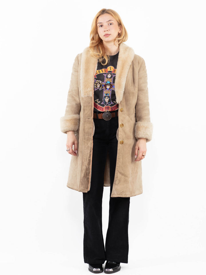 Vintage 70's Women Sheepskin Coat in BeigeA0168