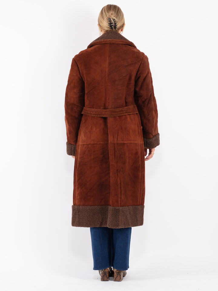 Vintage 70's Women Sheepskin Coat in Brown