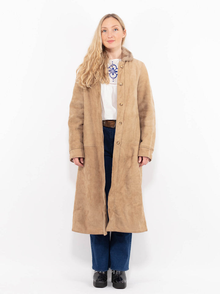 Vintage 70's Women Sheepskin Coat in BeigeA1005