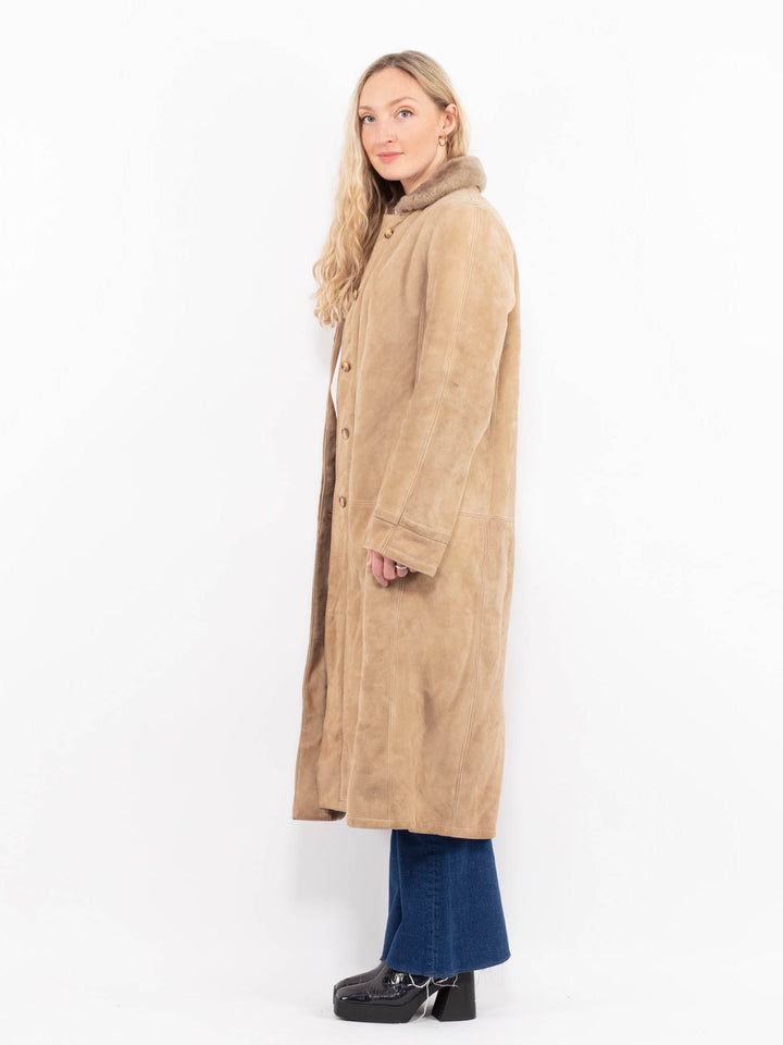 Vintage 70's Women Sheepskin Coat in BeigeA1005