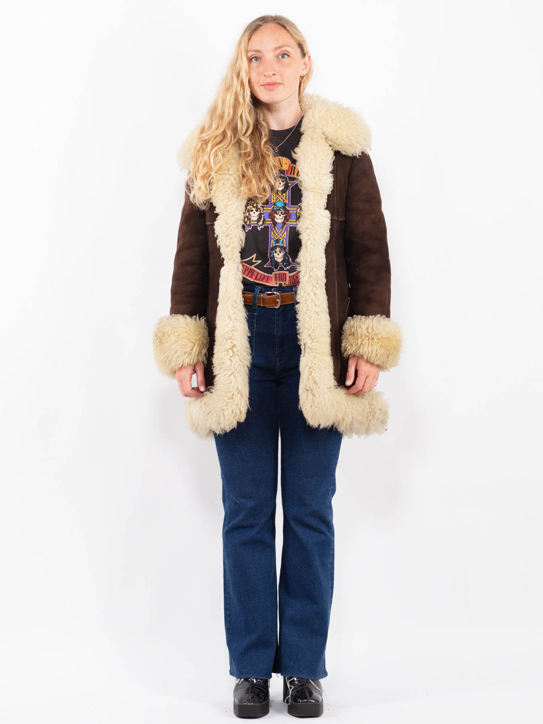 Vintage 70's Women Sheepskin Coat in BrownA0376