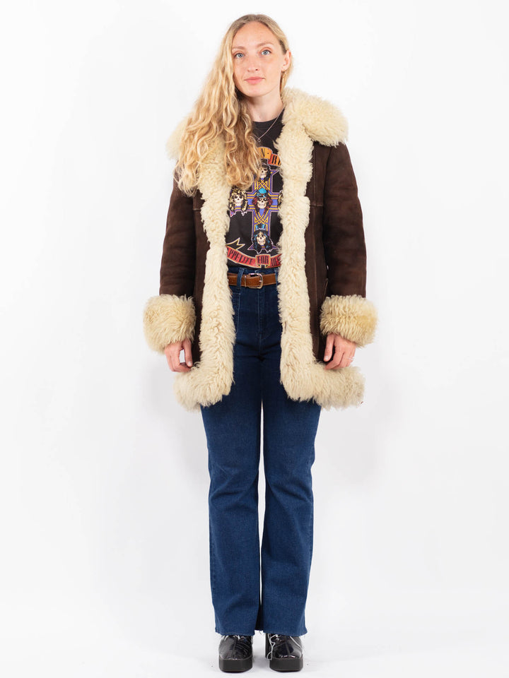 Vintage 70's Women Sheepskin Coat in BrownA0376