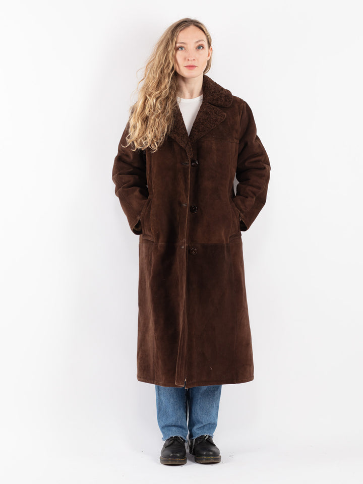 Vintage 70's Women Sheepskin Coat in Brown