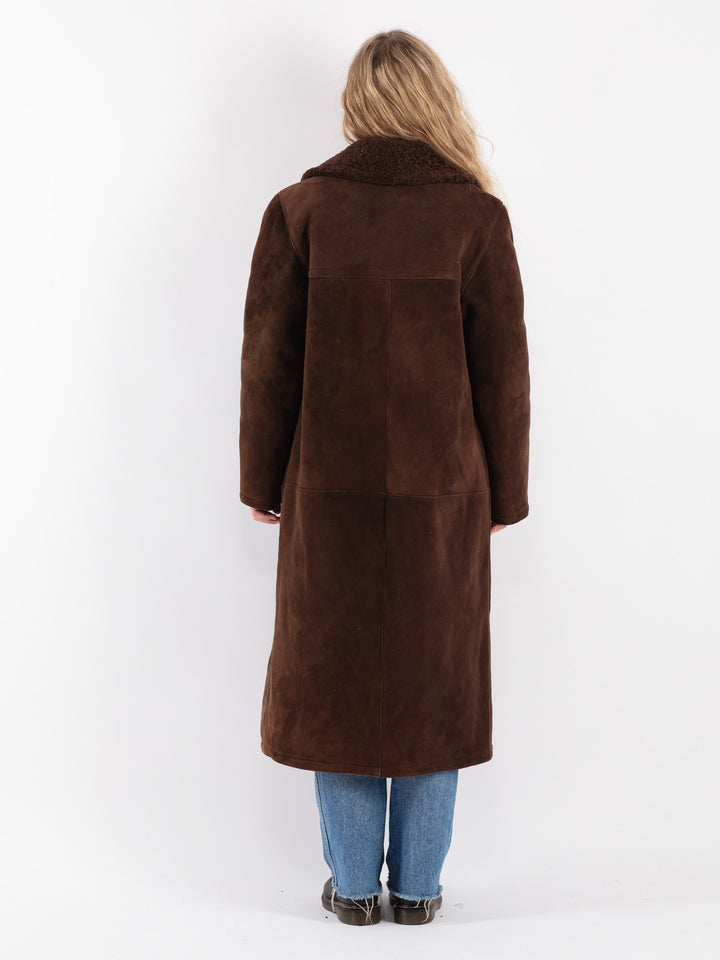 Vintage 70's Women Sheepskin Coat in Brown