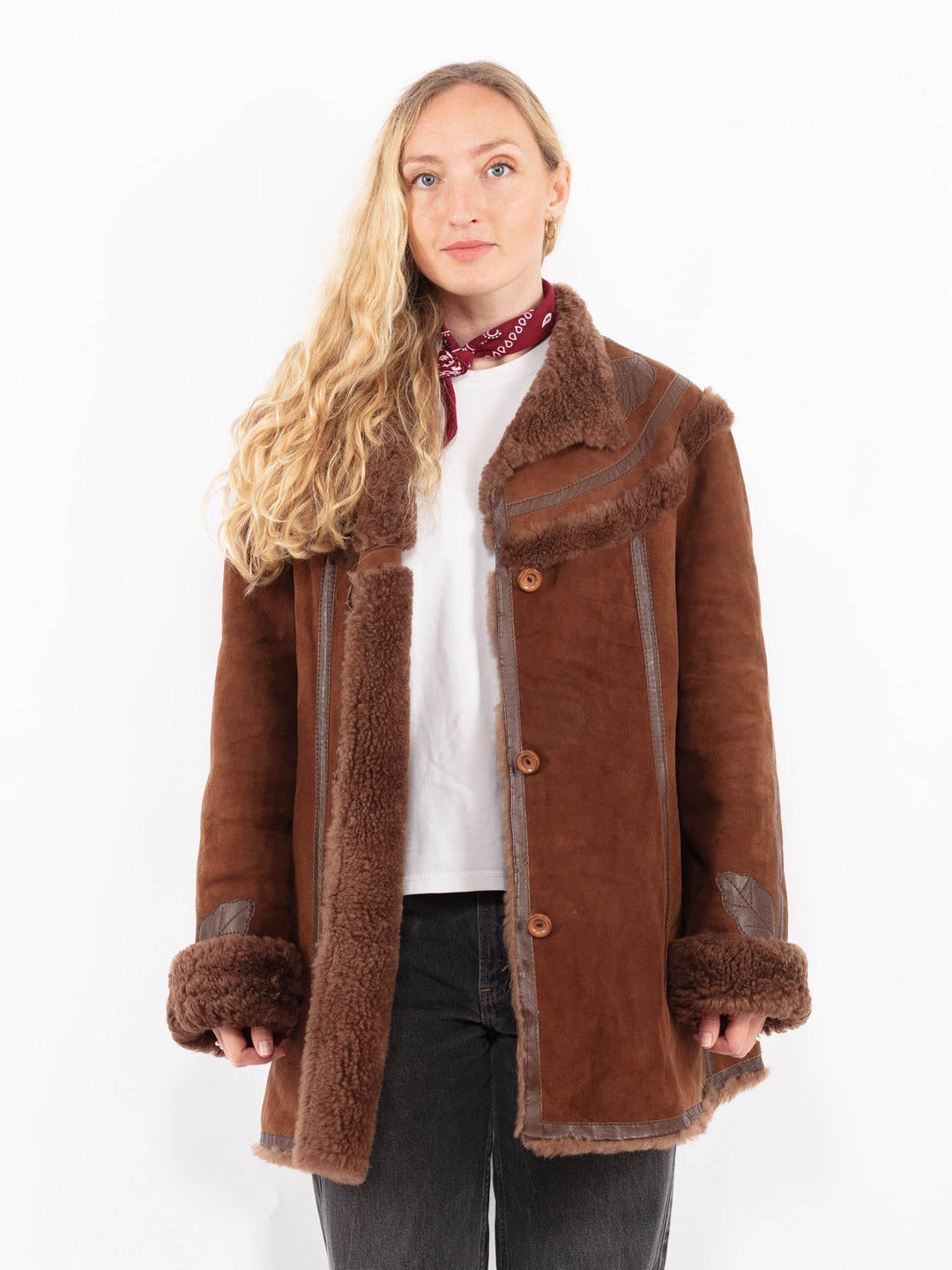 Vintage 70's Women Sheepskin Coat in BrownA0623