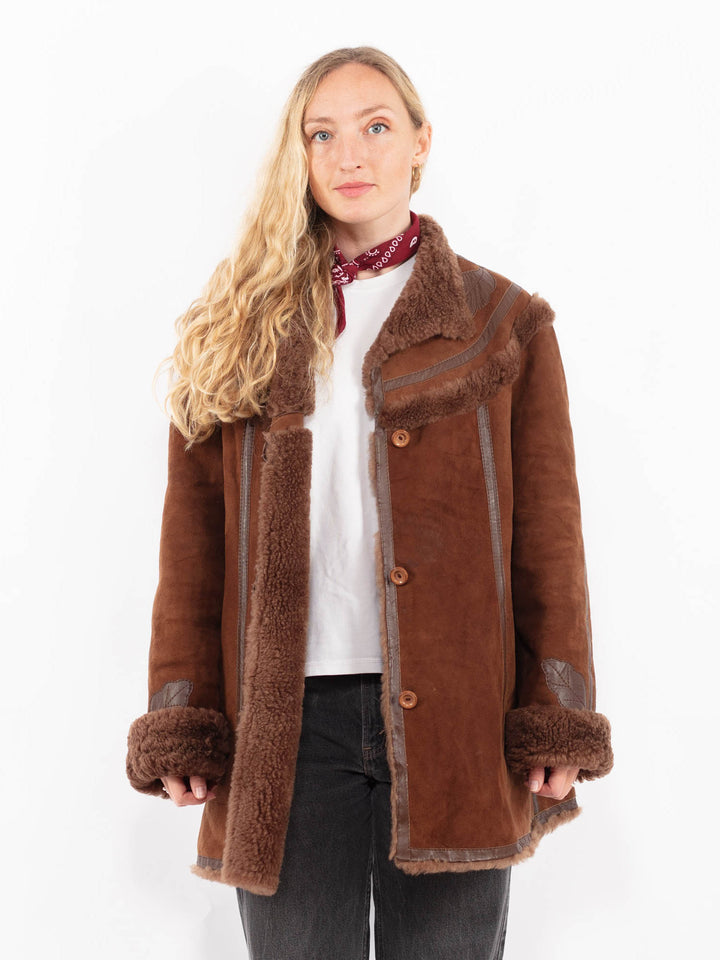 Vintage 70's Women Sheepskin Coat in BrownA0623