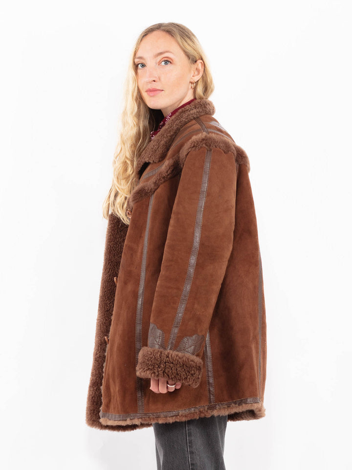 Vintage 70's Women Sheepskin Coat in BrownA0623