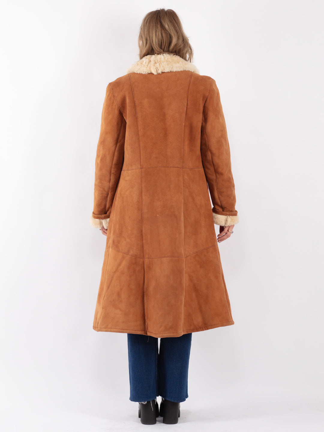 Vintage 70's Women Sheepskin Coat in Brown
