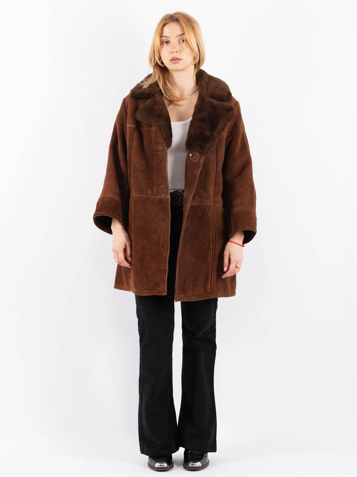 Vintage 70's Women Sheepskin Coat in BrownV9662