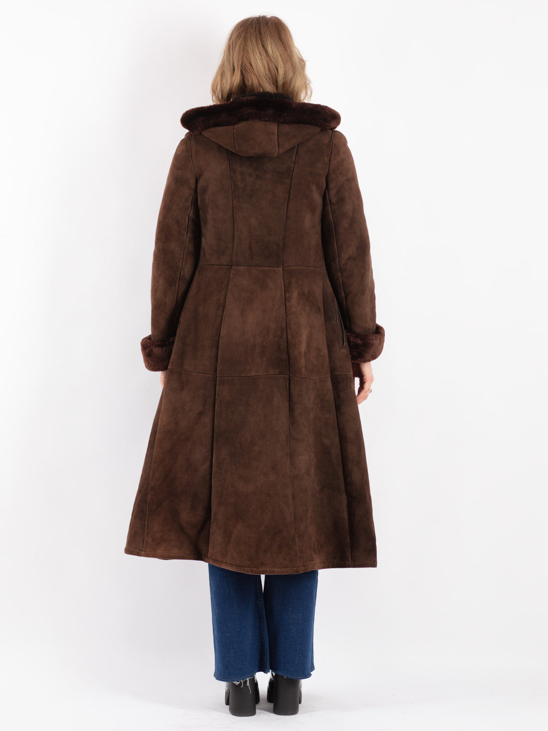 Vintage 70's Women Sheepskin Coat in Brown