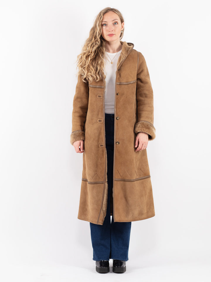 Vintage 70's Women Sheepskin Coat in Beige