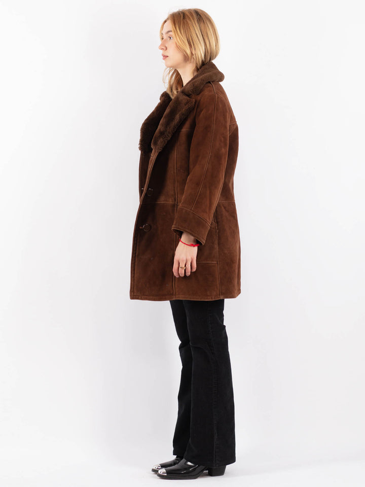 Vintage 70's Women Sheepskin Coat in BrownV9662
