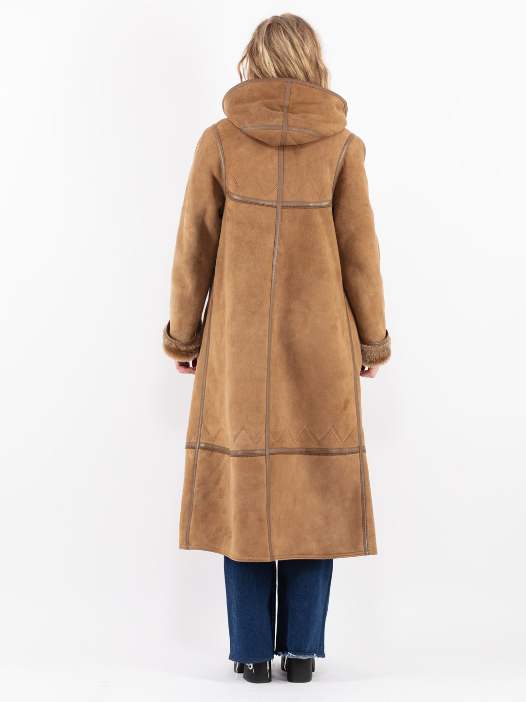 Vintage 70's Women Sheepskin Coat in Beige