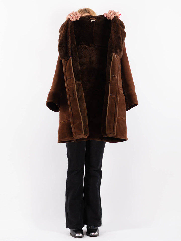 Vintage 70's Women Sheepskin Coat in BrownV9662