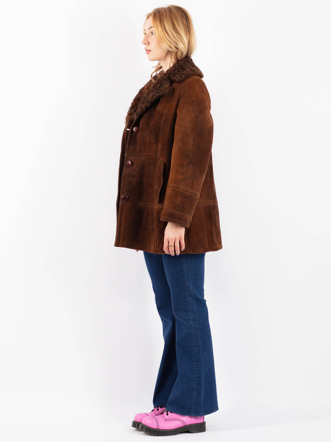 Vintage 70's Women Sheepskin Coat in BrownV9559