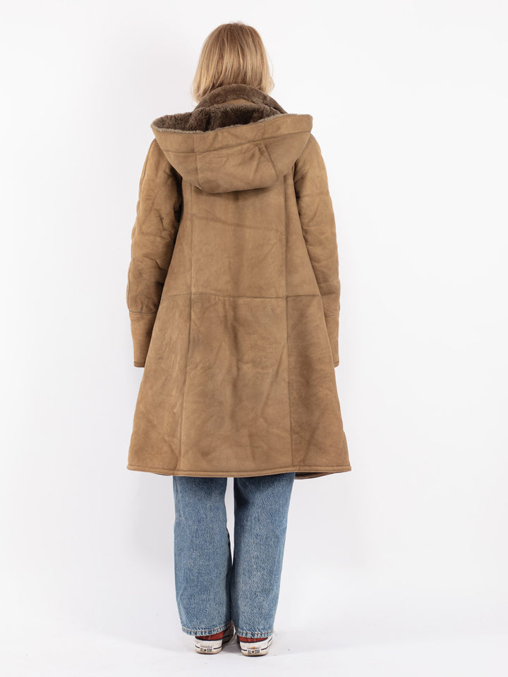 Vintage 70's Women Sheepskin Coat in Beige