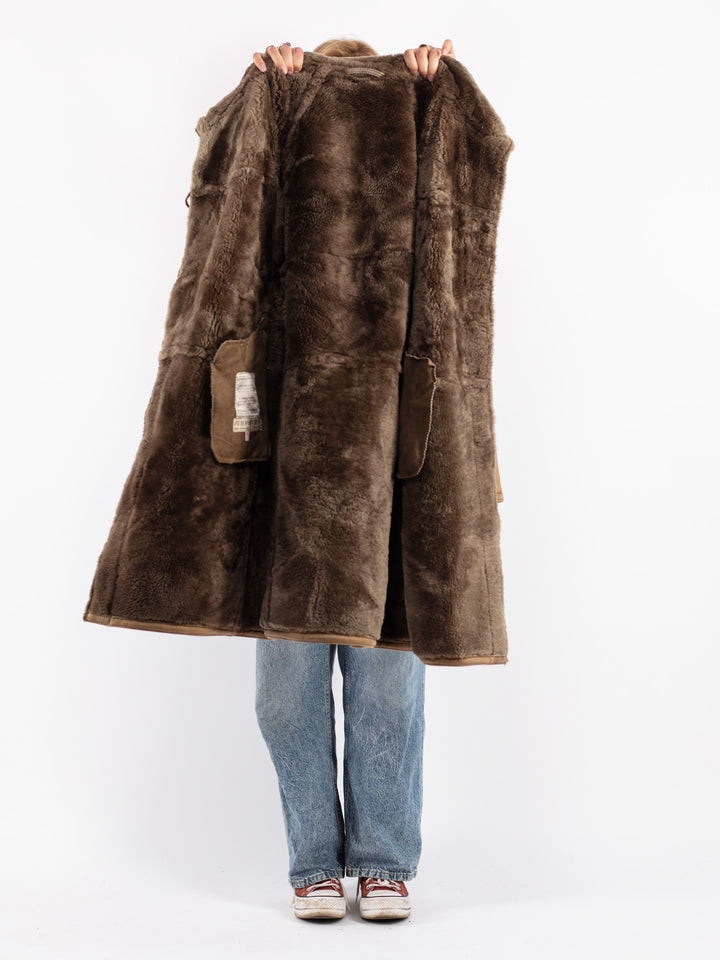 Vintage 70's Women Sheepskin Coat in Beige