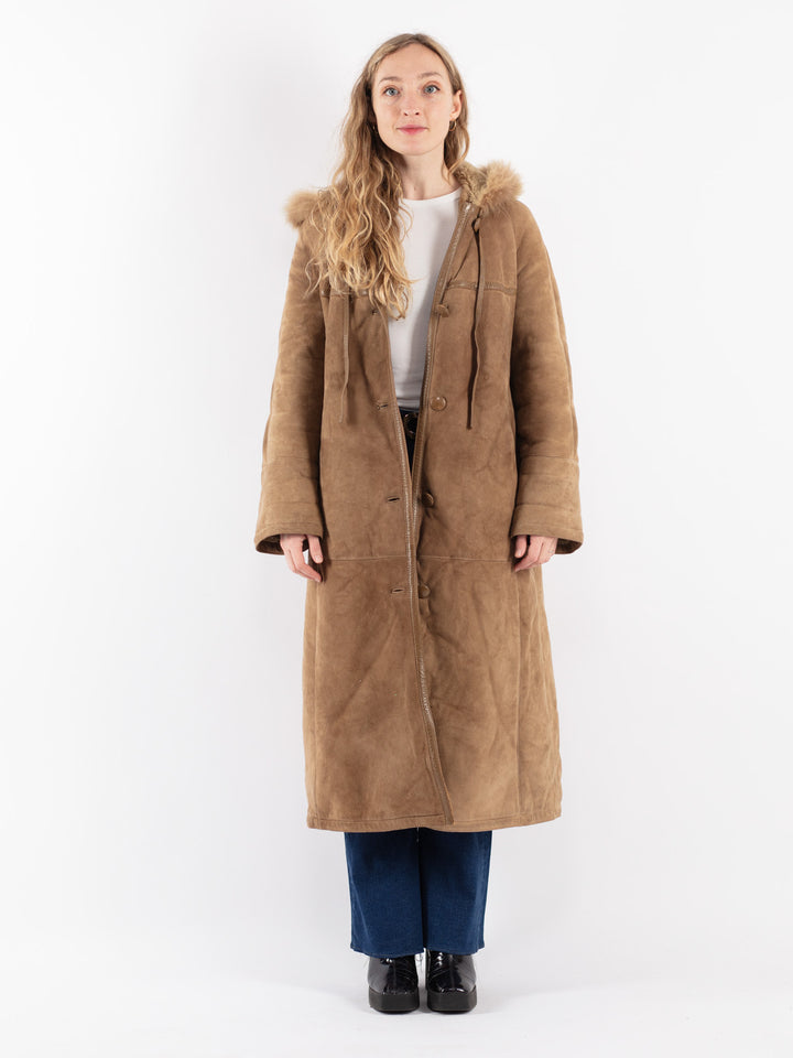 Vintage 70's Women Sheepskin Coat in Beige