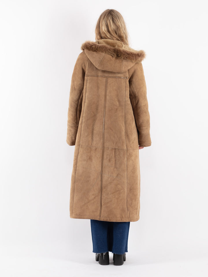 Vintage 70's Women Sheepskin Coat in Beige