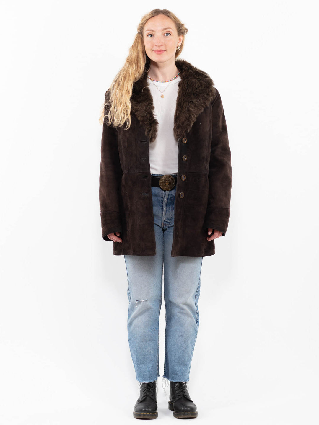 Vintage 70's Women Sheepskin Coat in BrownA0283