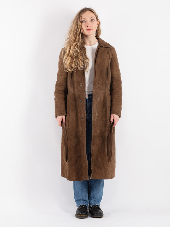 Vintage 70's Women Sheepskin Coat in Brown