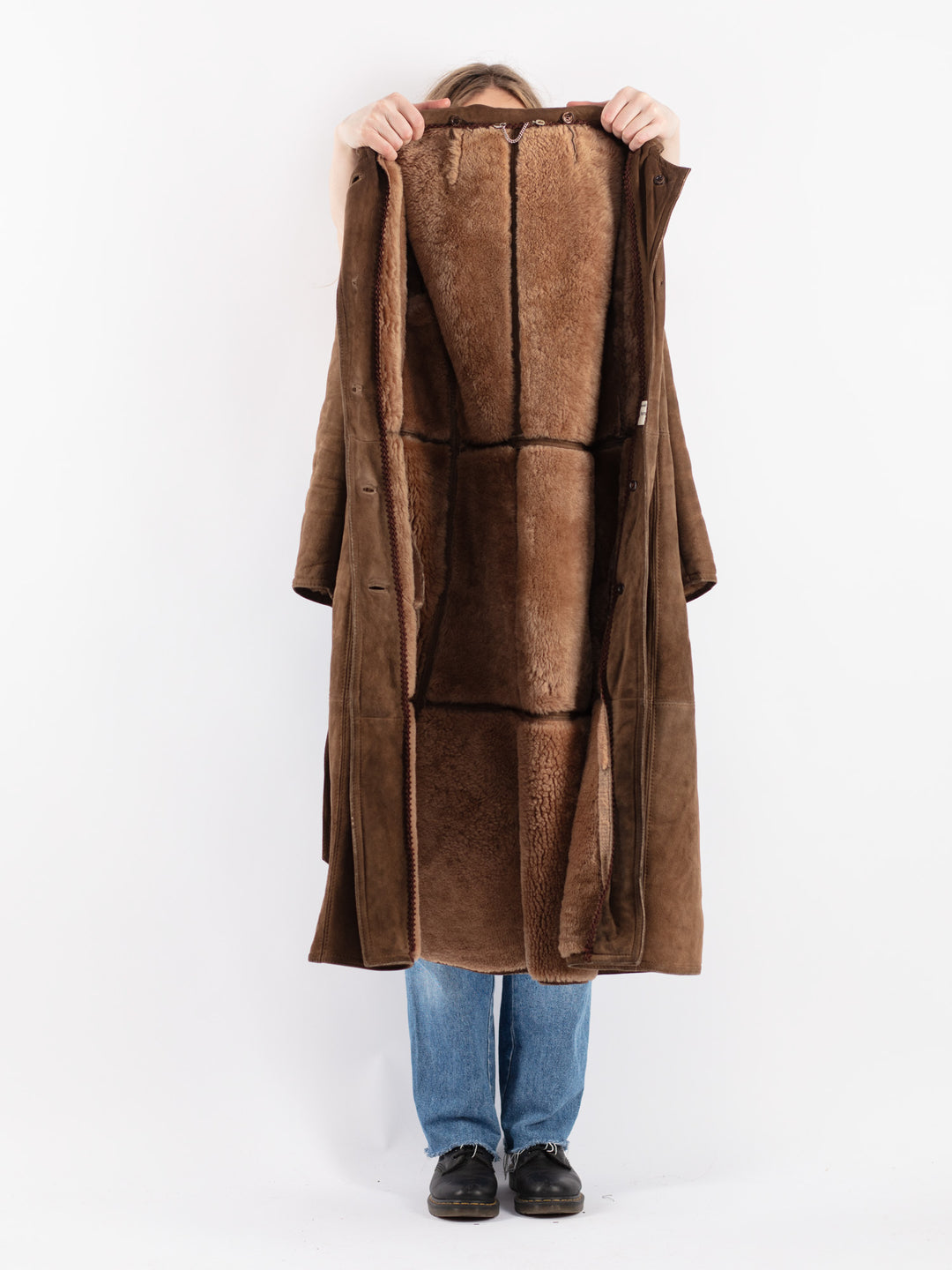 Vintage 70's Women Sheepskin Coat in Brown