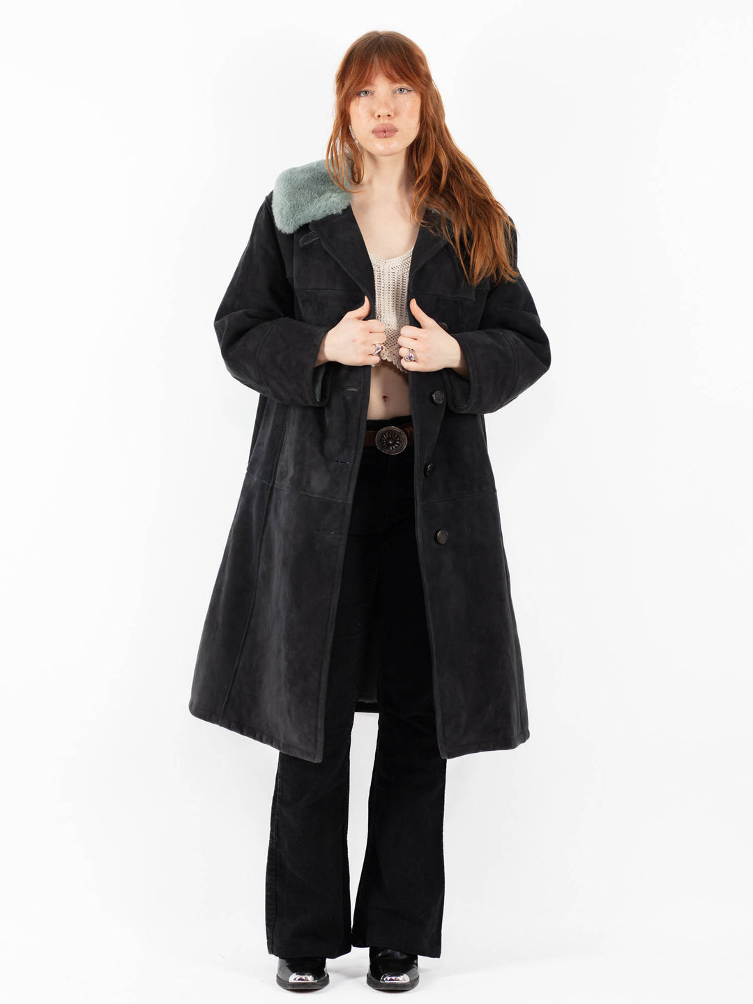 Vintage 70's Women Sheepskin Coat in GrayV9782