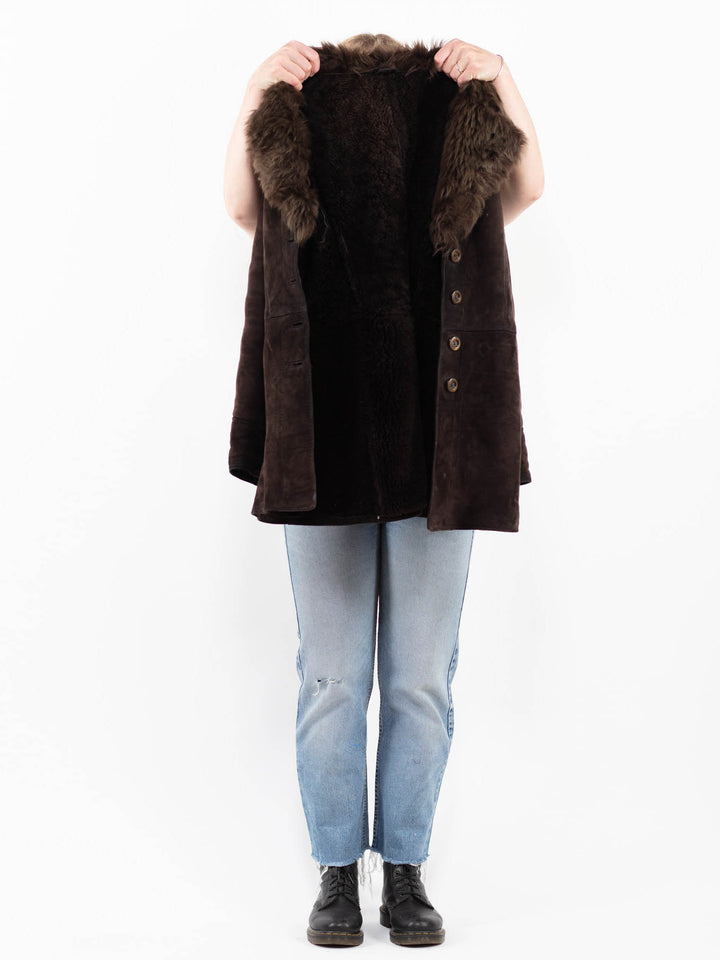 Vintage 70's Women Sheepskin Coat in BrownA0283