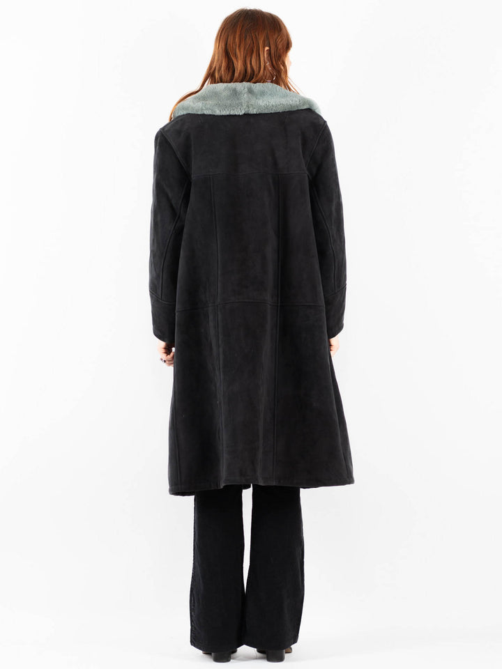 Vintage 70's Women Sheepskin Coat in GrayV9782