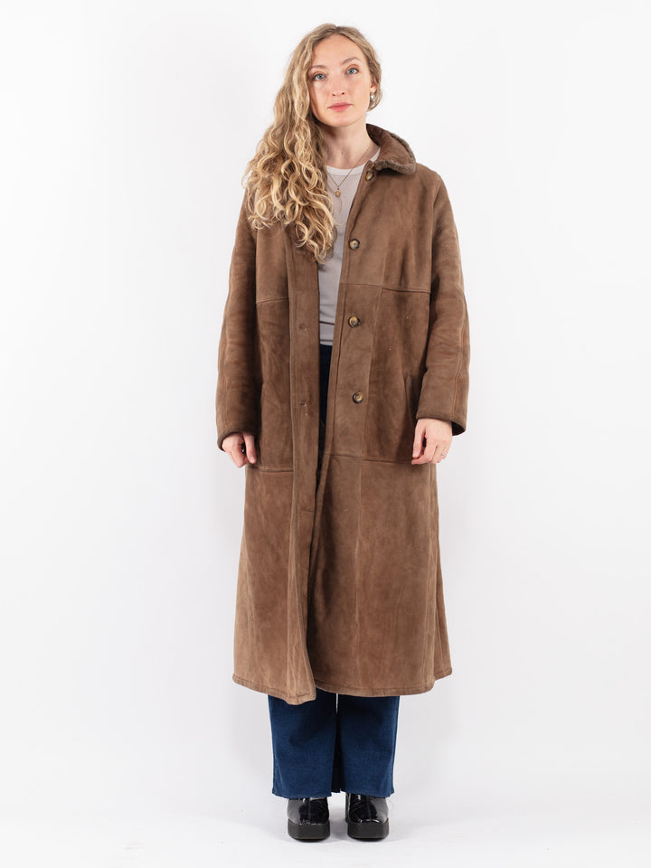 Vintage 70's Women Sheepskin Coat in Brown