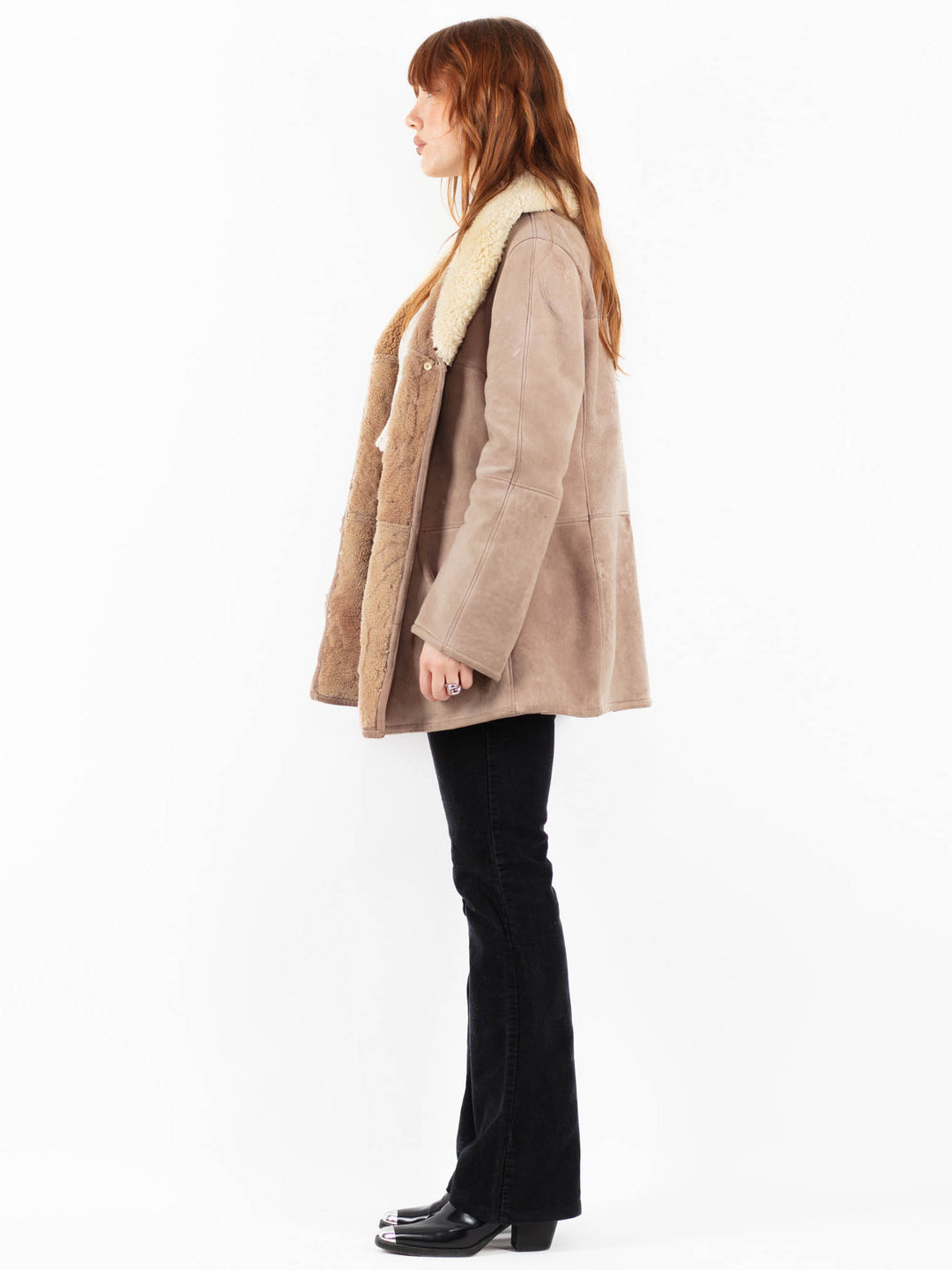 Vintage 70's Women Sheepskin Coat in BeigeV9783