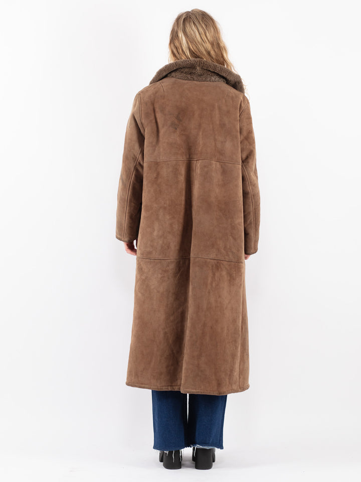 Vintage 70's Women Sheepskin Coat in Brown
