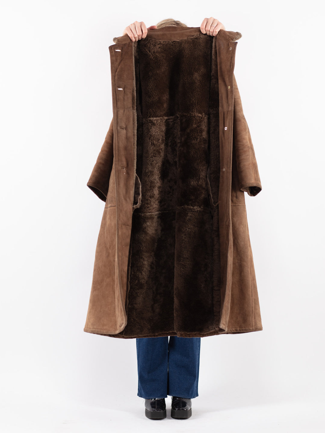 Vintage 70's Women Sheepskin Coat in Brown