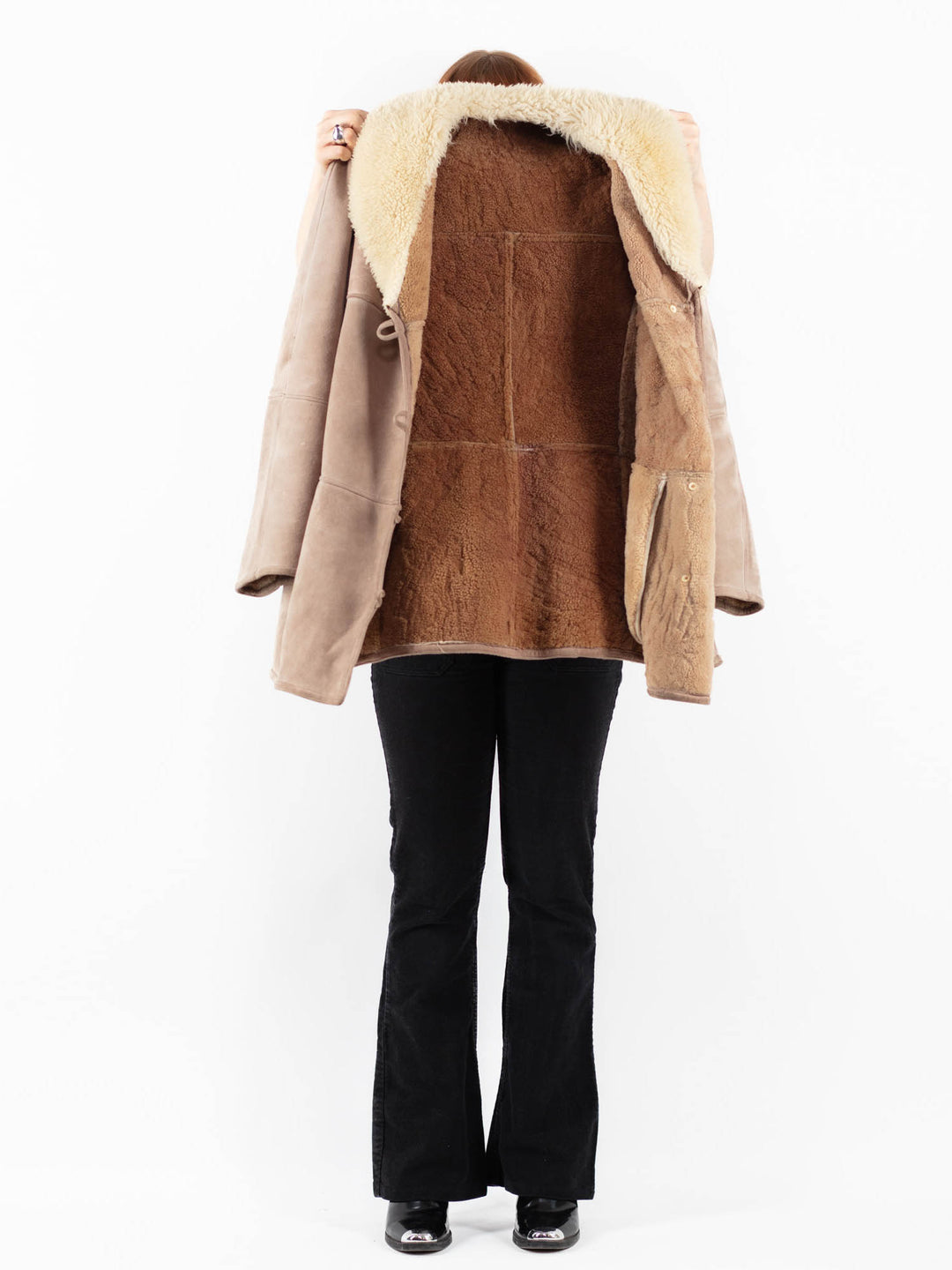 Vintage 70's Women Sheepskin Coat in BeigeV9783