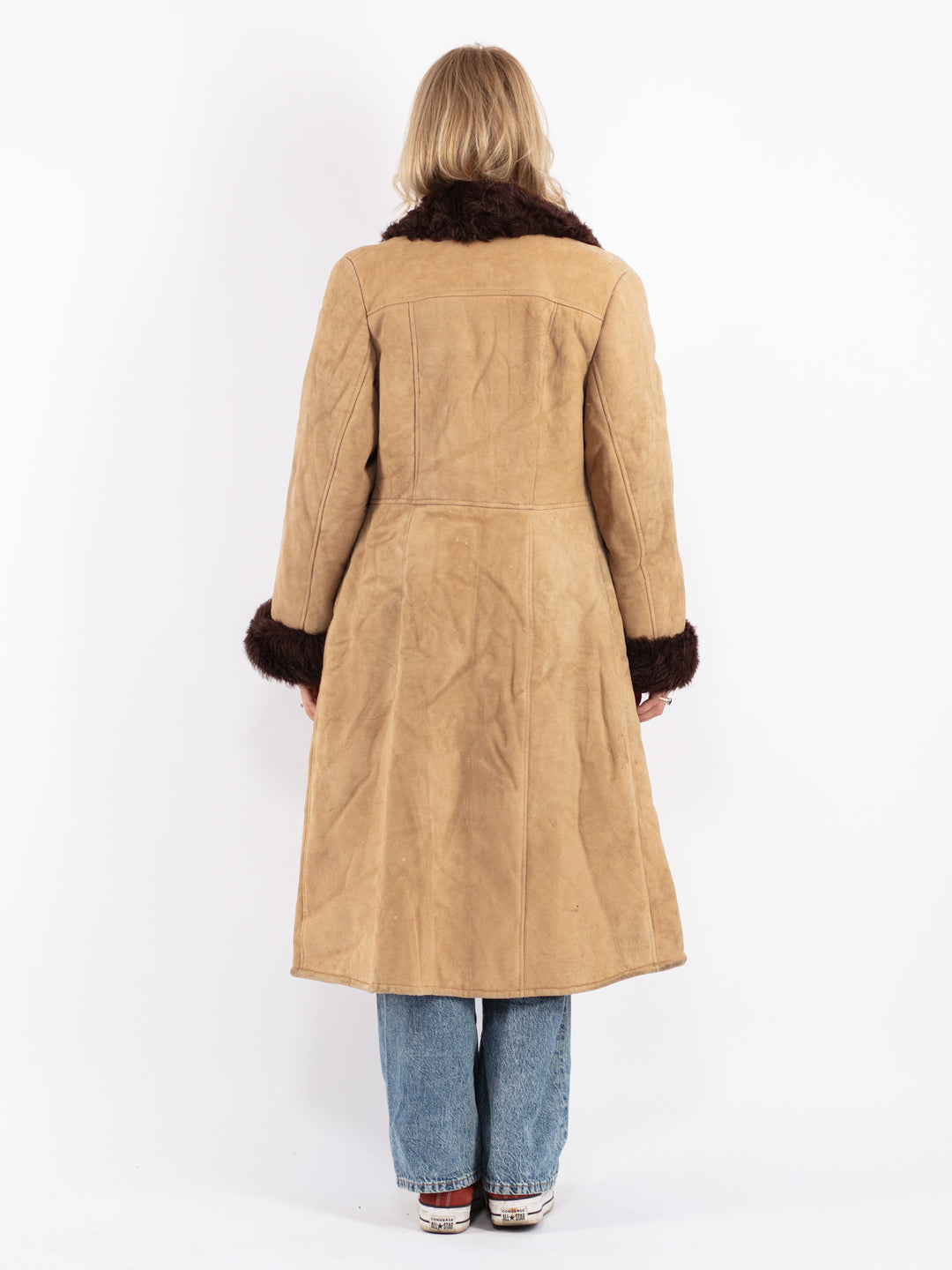 Vintage 70's Women Sheepskin Coat in Beige