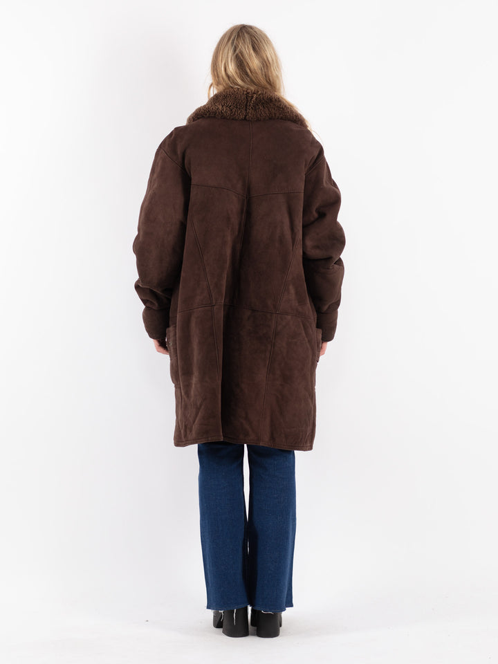 Vintage 70's Women Sheepskin Coat in Brown