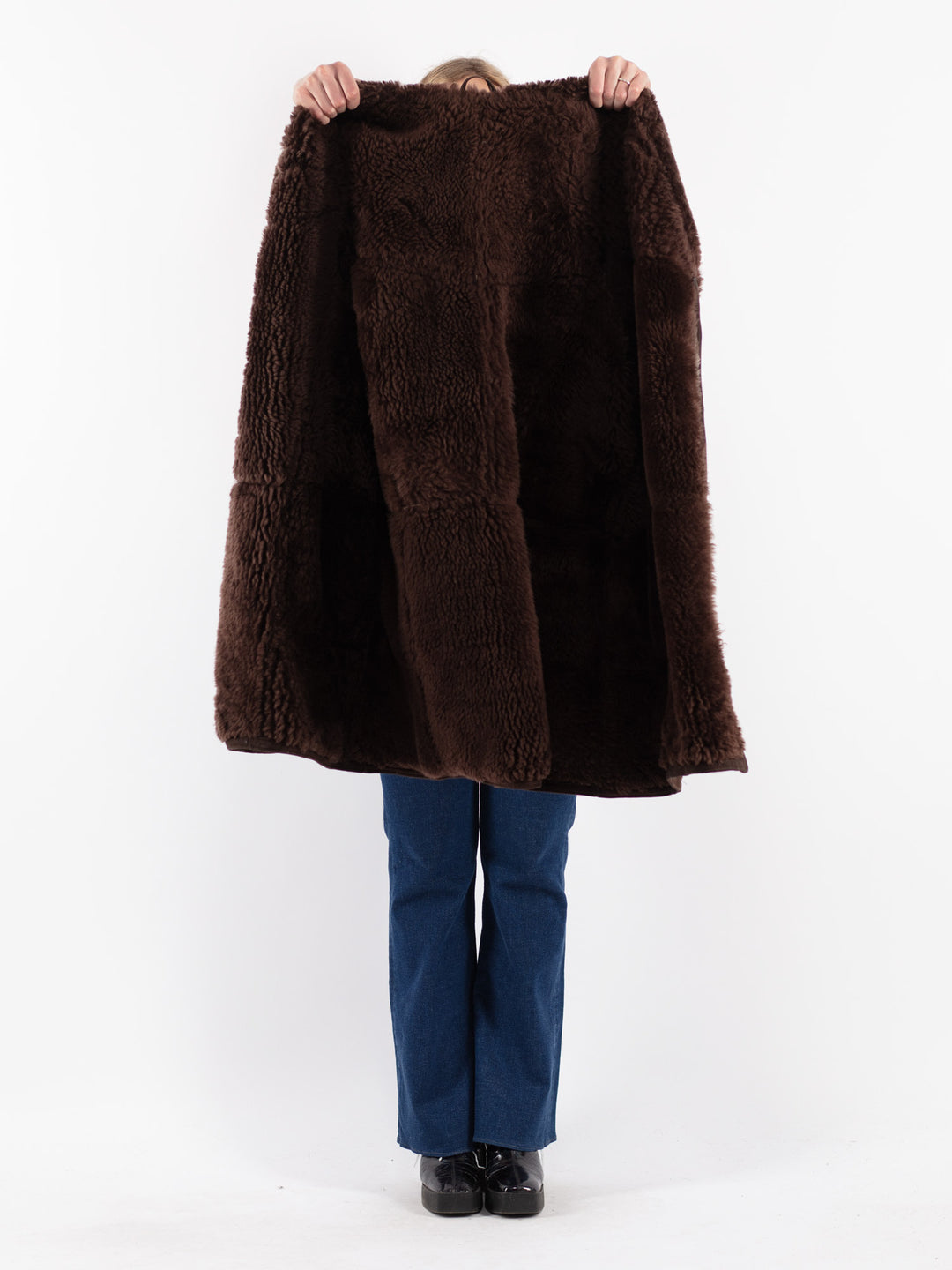 Vintage 70's Women Sheepskin Coat in Brown
