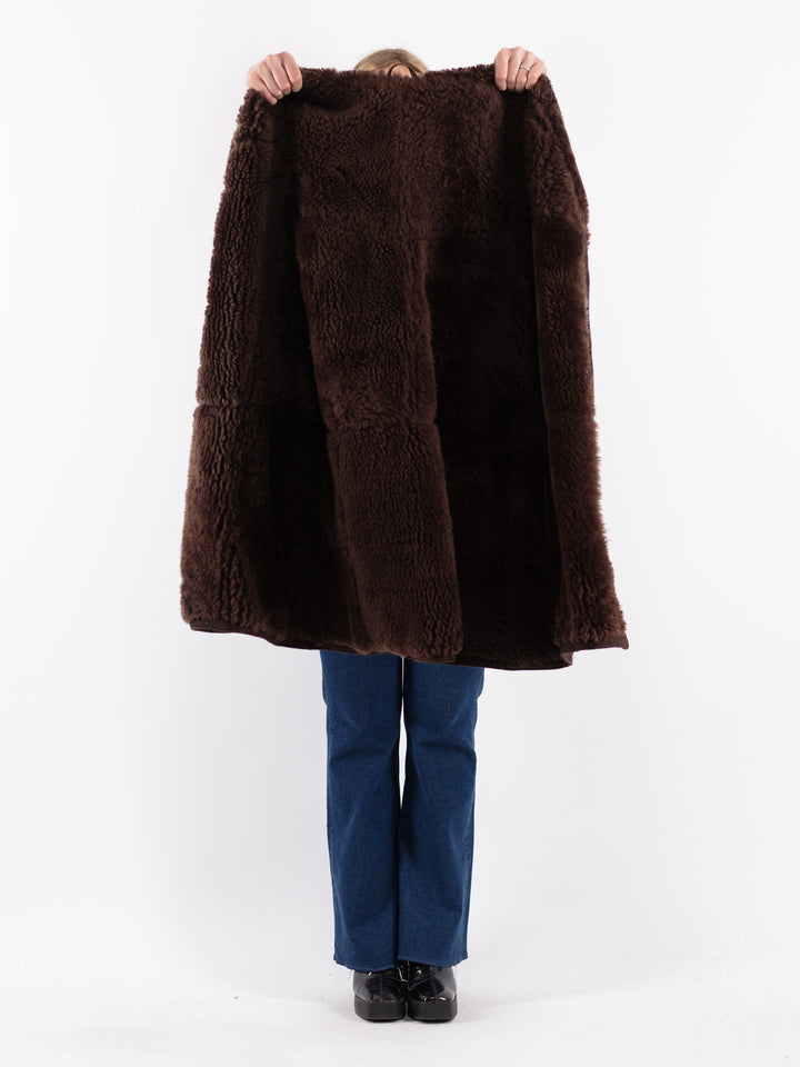 Vintage 70's Women Sheepskin Coat in Brown