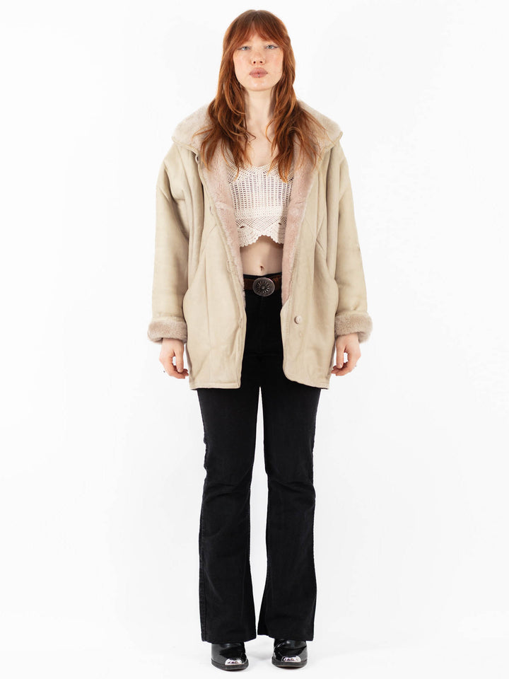 Vintage 70's Women Sheepskin Coat in BeigeV9785