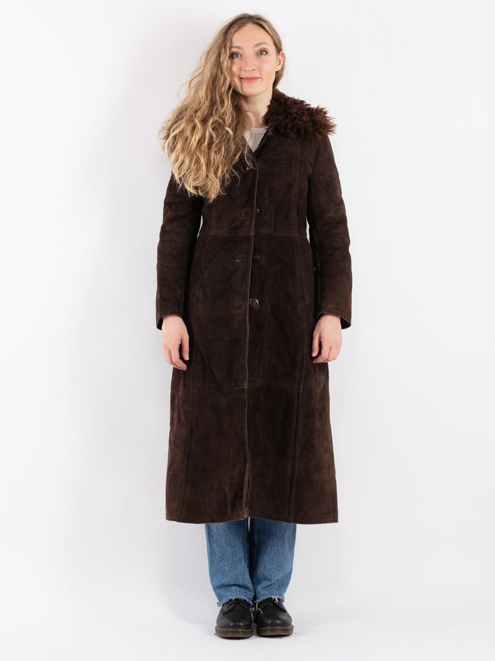 Vintage 70's Women Sheepskin Coat in Brown