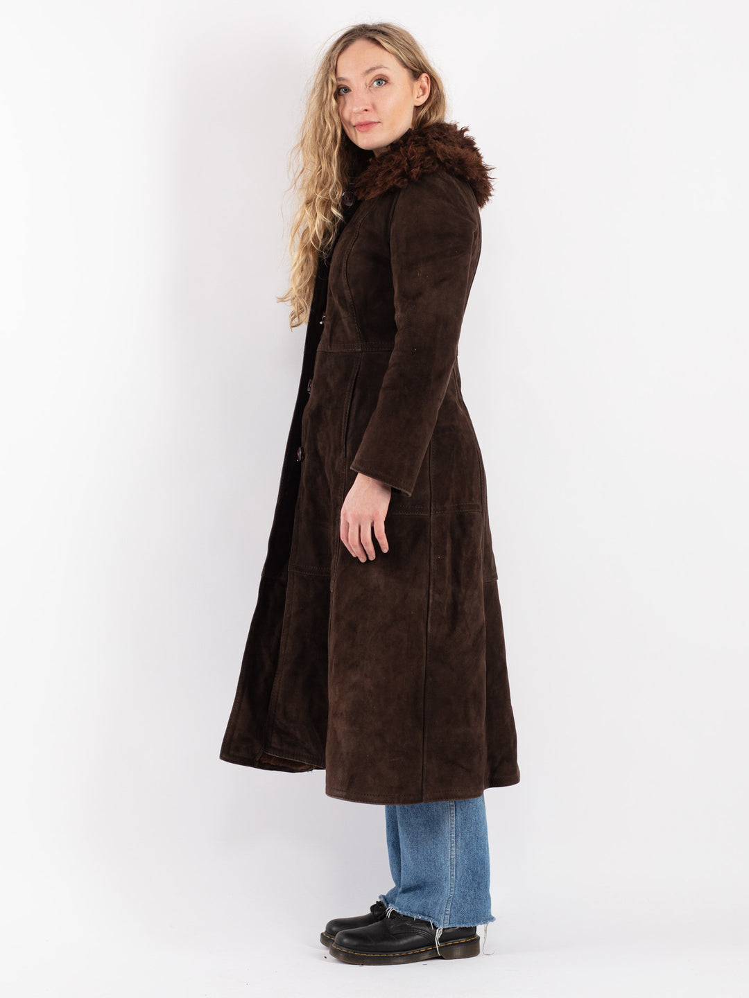 Vintage 70's Women Sheepskin Coat in Brown