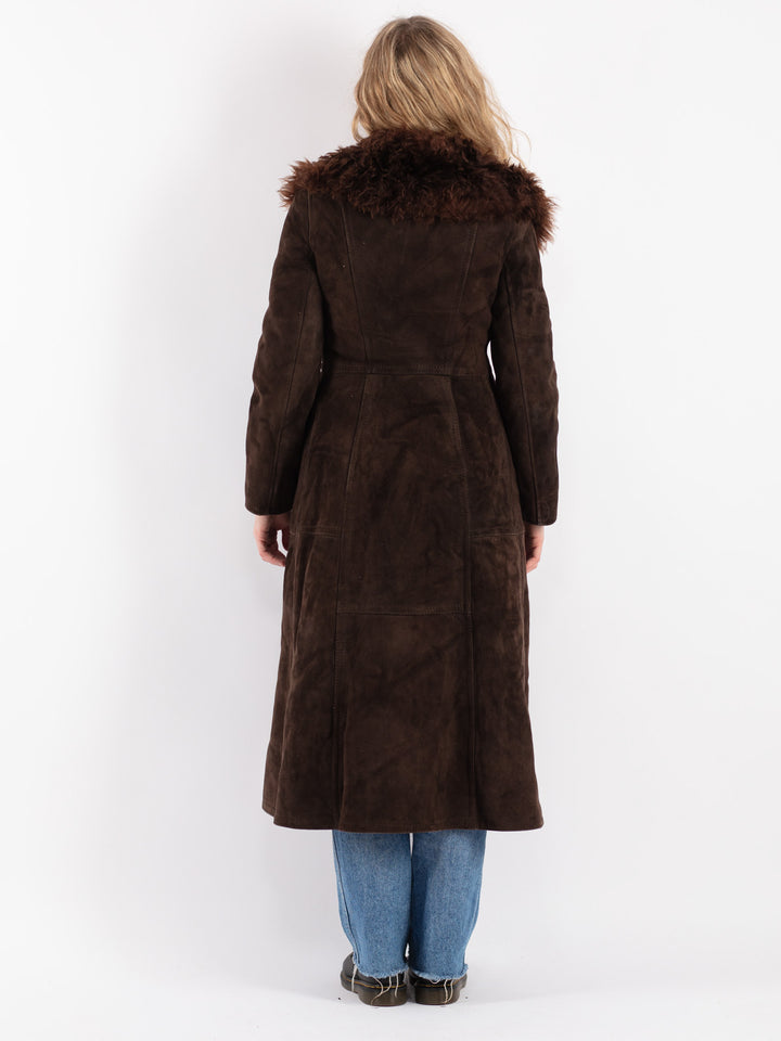 Vintage 70's Women Sheepskin Coat in Brown